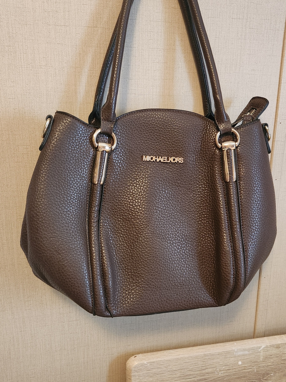 Michael Kors Dark Brown Pebbled Leather Shoulder Bag